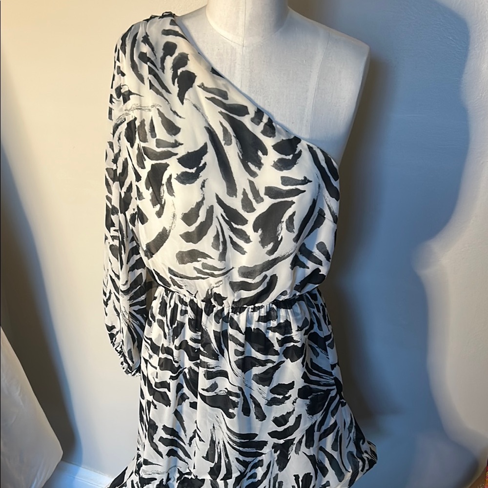 Alexis Black and White One Shoulder Sundress